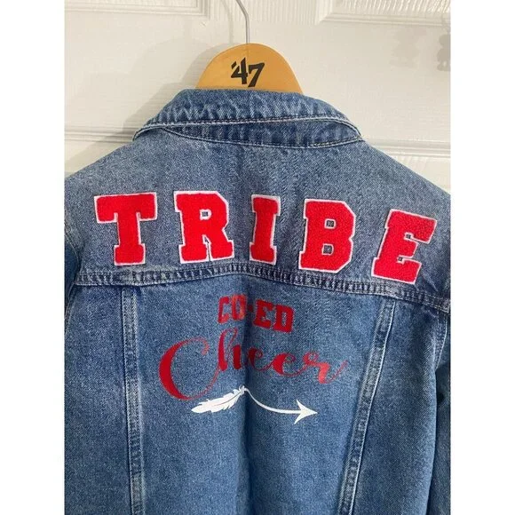 KanCan Women's Blue Denim Tribe Co Ed Cheer Button Front Denim Jacket - XL - Picture 5 of 15